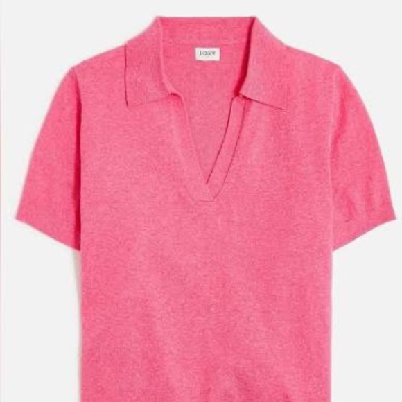 J CREW Cotton Cashmere Short Sleeve Collared Sweater - Picture 1 of 5